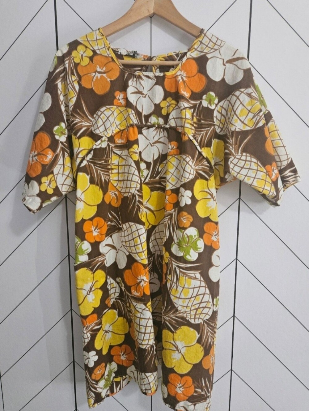 Vintage Dole Tropical Print Smock / Apron / Pinafore, OSFM